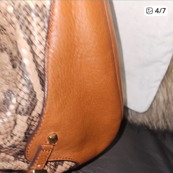 MCM Snake Print Leather Hobo Bag magnetic closure no MCM dustbag - Picture 4 of 13